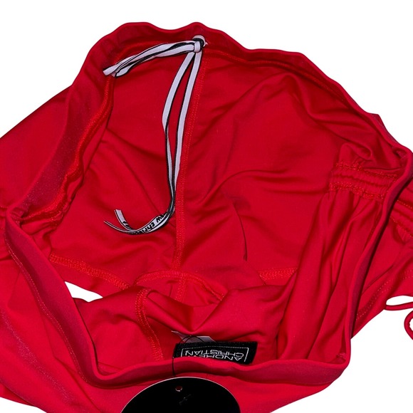 Andrew Christian L (33-35) Adjustable Red Side Cinch Swim Trunks 70114 - Picture 6 of 10